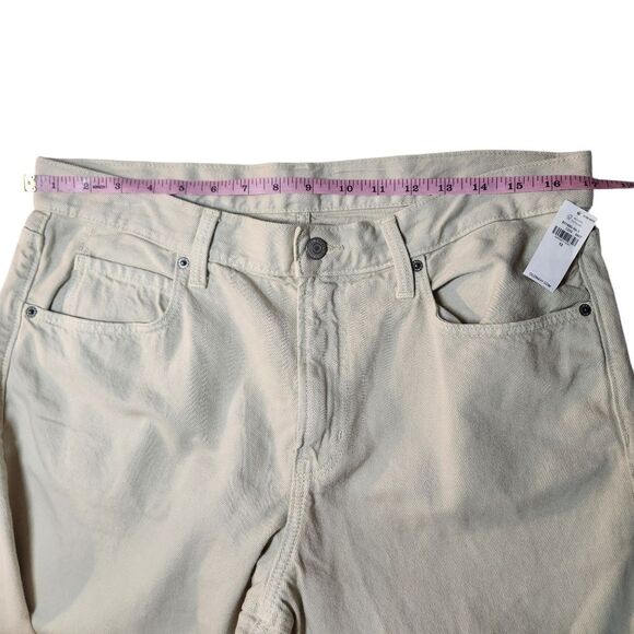 Old Navy High Waisted Slouchy Straight Cropped Jeans Pants Sand Khaki Tan 12 New - Picture 9 of 12
